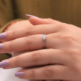 Quatrefoil Shape Silver Solitaire  Adjustable Ring